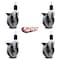 Service Caster 5'' Semi Steel Swivel 1-1/2'' Expanding Stem Caster Set with Brake, 4PK SCC-EX20S514-SSS-PLB-112-4 - alternate 2